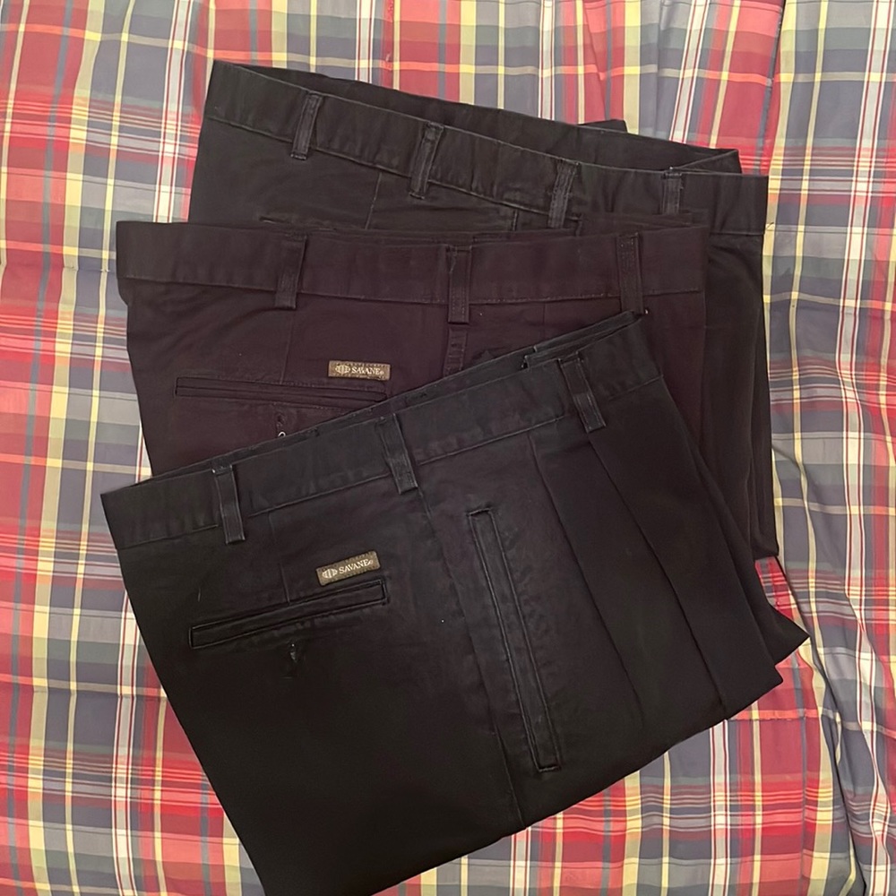 Men’s Savane Black Cotton Khaki Pants 34x30